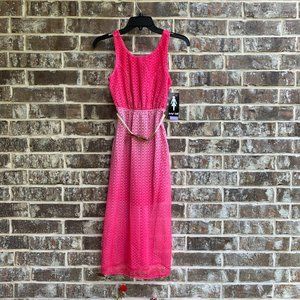 Paper Doll Maxi Girl's Dress with Braided Belt Fuchia Size 7